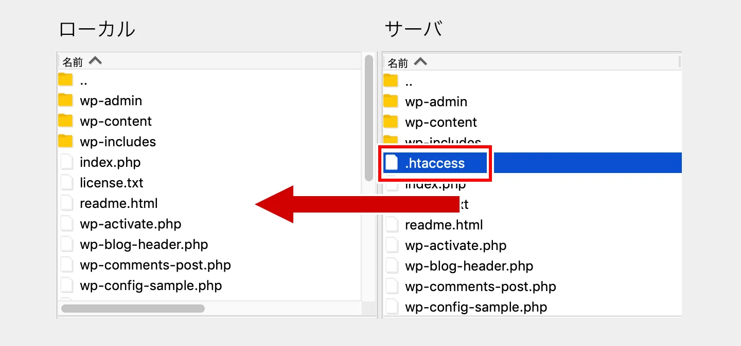 .htaccessをダウンロード